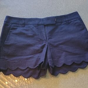 J. Crew Dark Blue Scalloped Hem High Waist Shorts